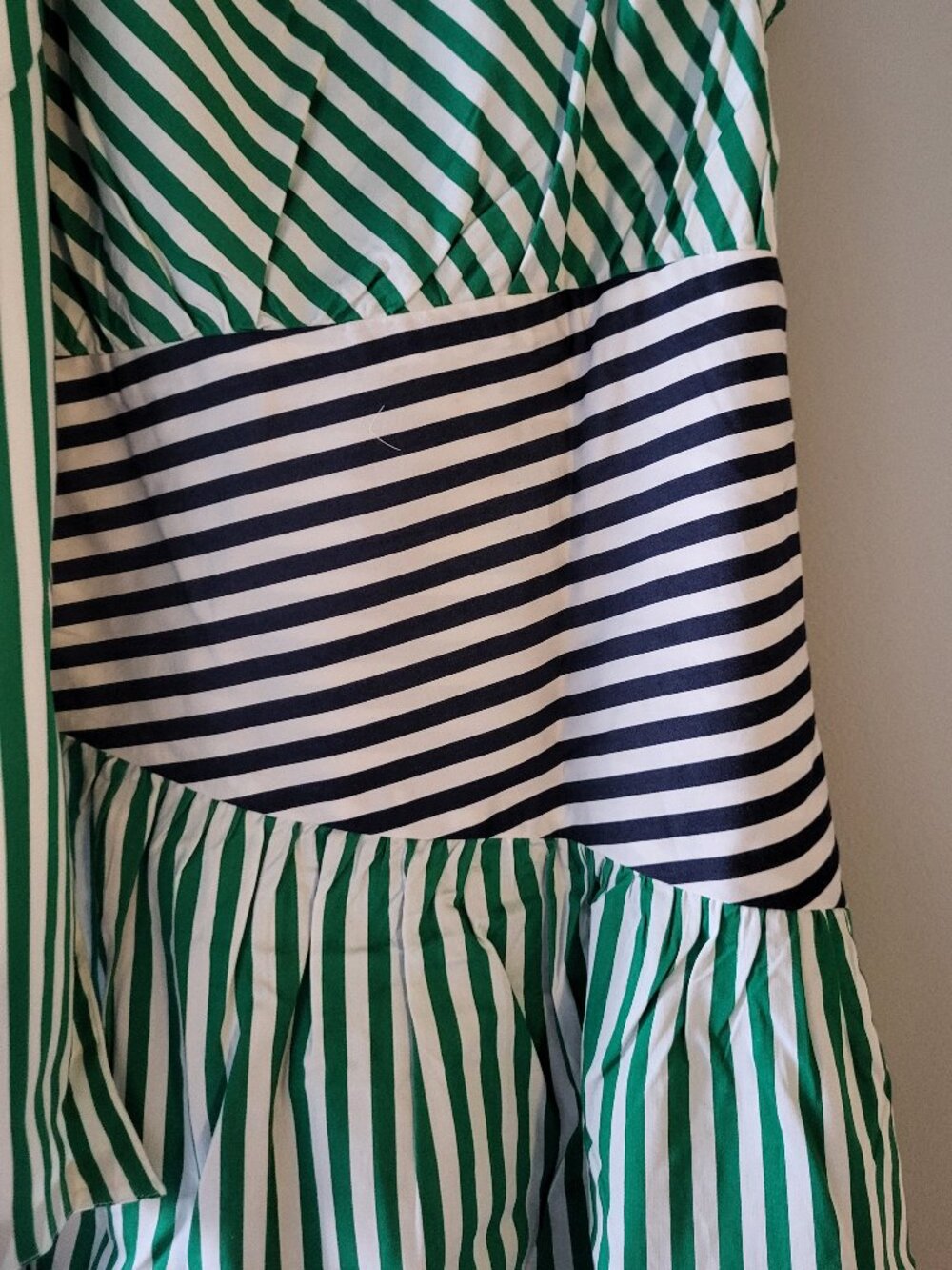French Connection Alexis Cotton One-Shoulder Striped Dress Size 10 - Picture 8 of 8